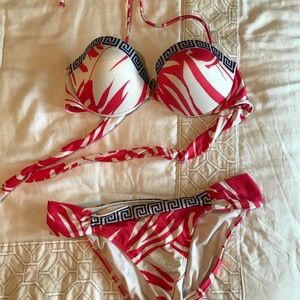 Victoria’s Secret red print bandeau top & bottom